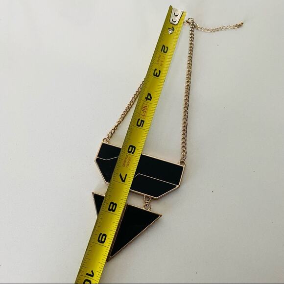 NORDSTROM REVOLVE Black Gold Geometric Triangle Pendant Statement Necklace - Picture 4 of 7